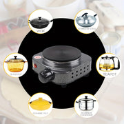 Electric Heating Stove 500W with 5-Level Temperature Control Iron Material Knob Control for Household Use in Mocha