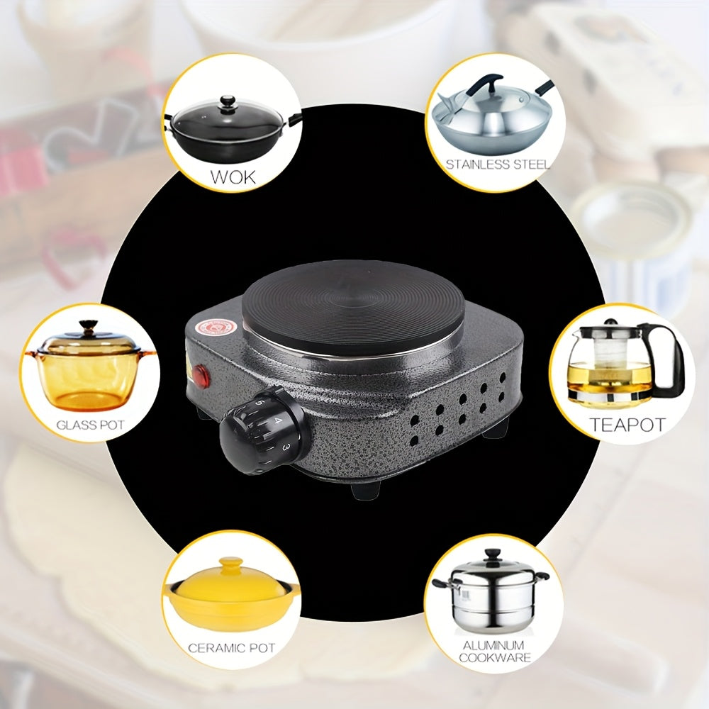 Electric Heating Stove 500W with 5-Level Temperature Control Iron Material Knob Control for Household Use in Mocha