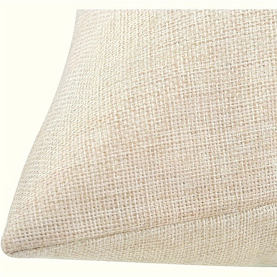 Beige Linen Farmhouse Decorative Euro Pillow Cover for Indoor Outdoor Home Decor