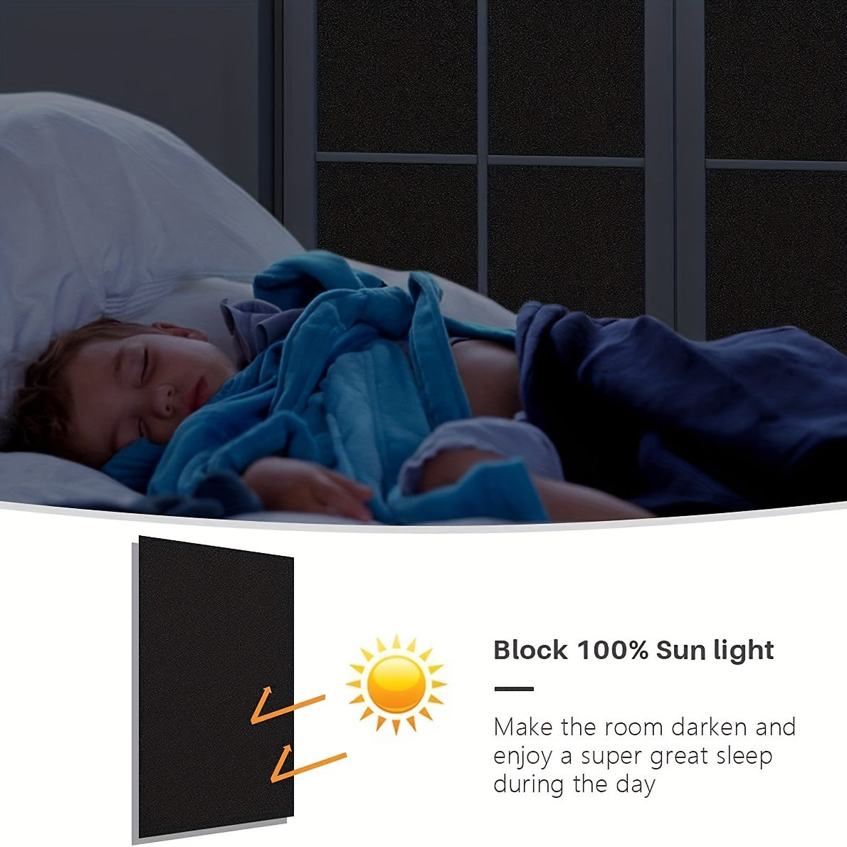 Black Frosted Privacy Window Film for Insulation Sun Protection Opaque Decor