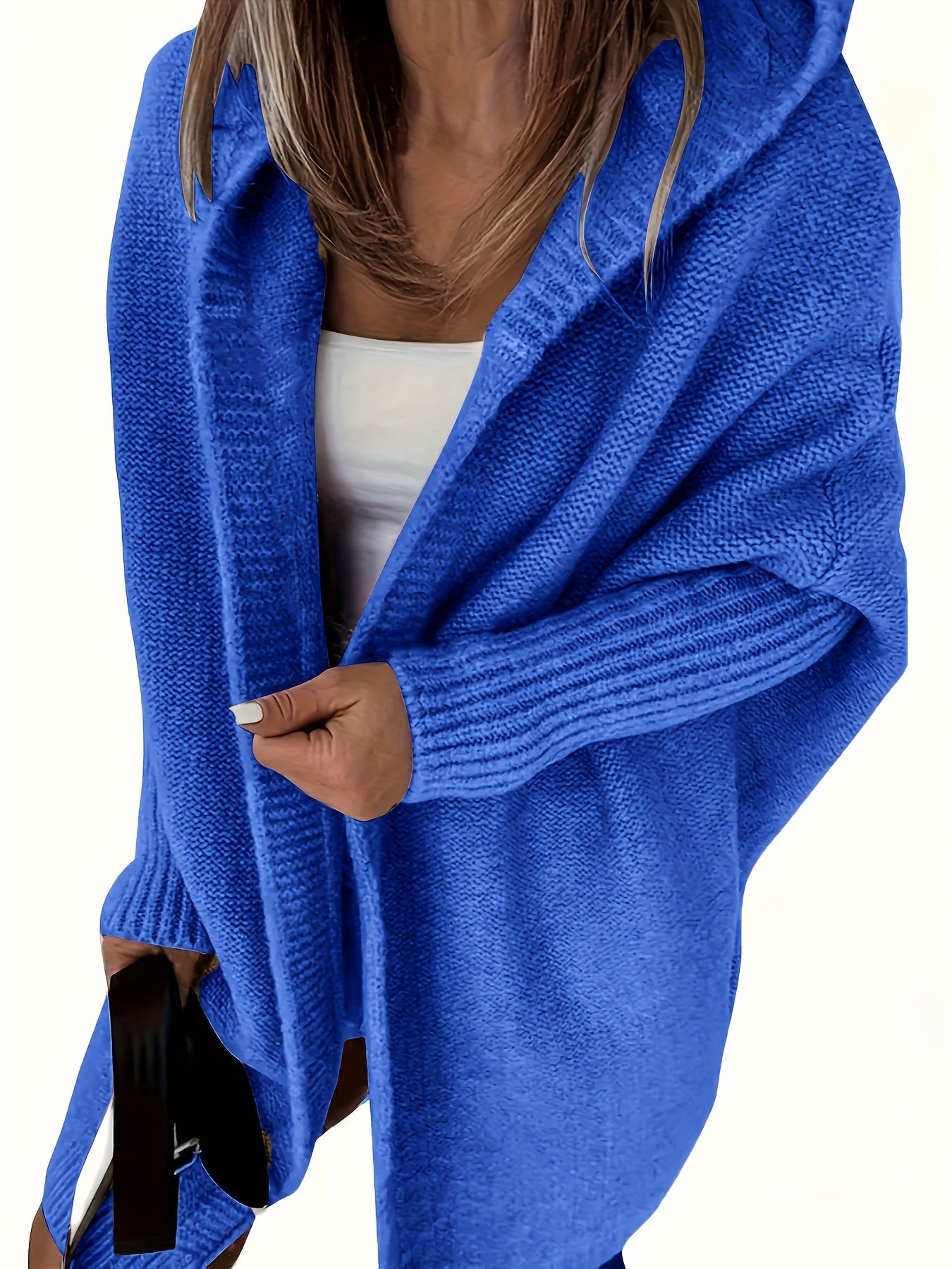 Plus Size Gray Cardigan with Batwing Sleeves for Spring Fall Casual Knit Polyester