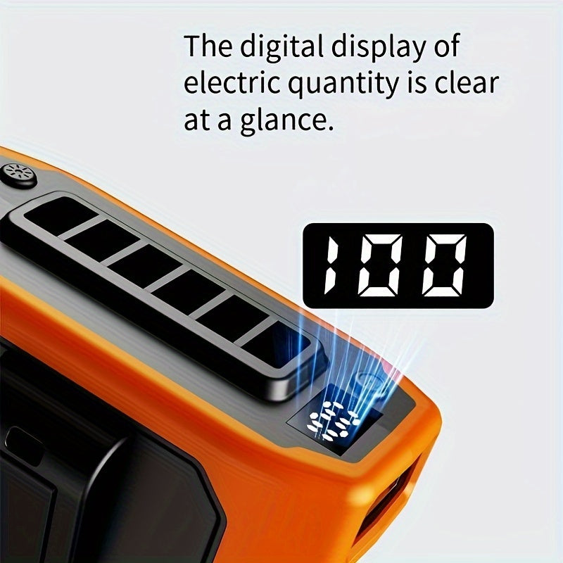 USB Rechargeable Neck Fan with Power Bank, Flashlight, and 3600mAh Battery