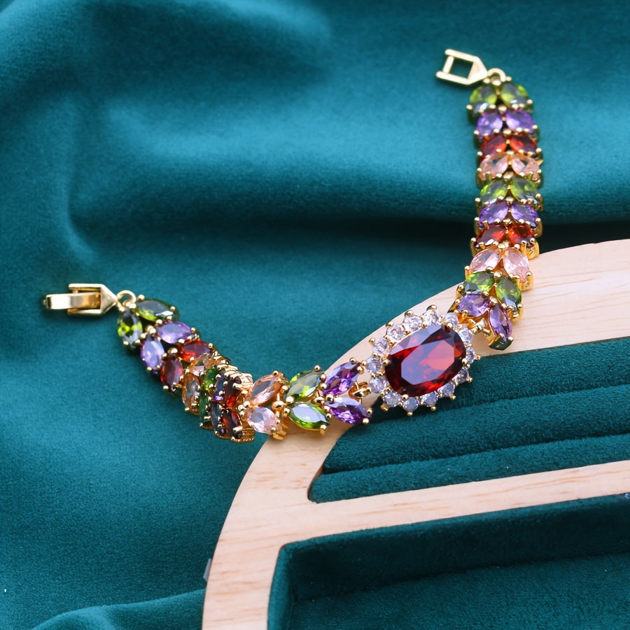 Zarif Vintage Rangli Zirconia Tennis Bilaguzuk - Ayollar uchun Rojdestvo va Har qanday tadbir uchun ajoyib sovg'a