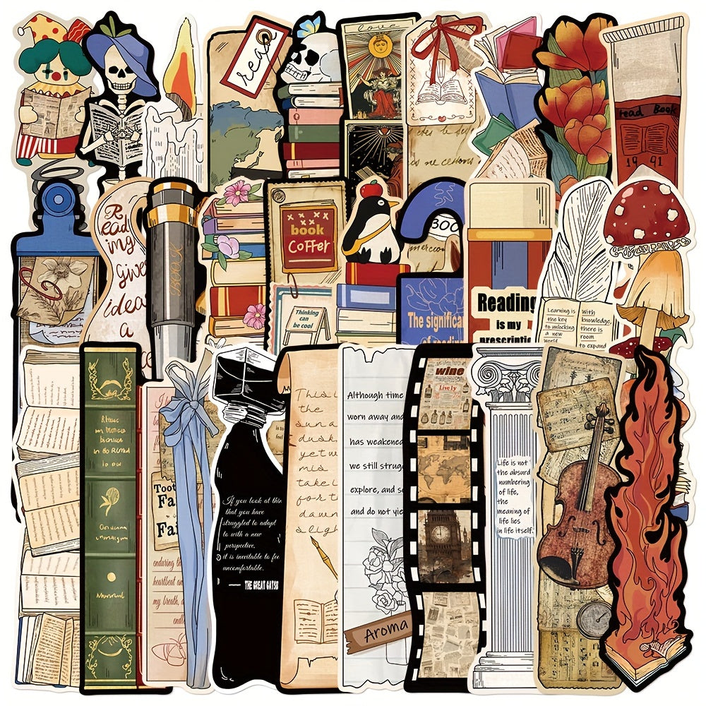 30 Vintage Reading Themed Bookmarks Paper Irregular Design Gift for Book Lovers