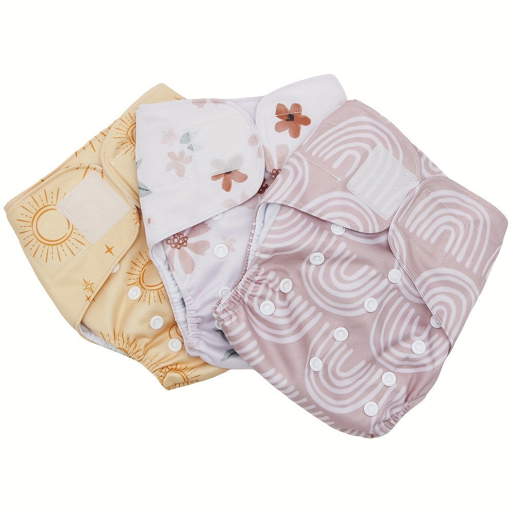 Cloth Diaper Set for Babies 0-3 Years Reusable Polyester with Waterproof Cover