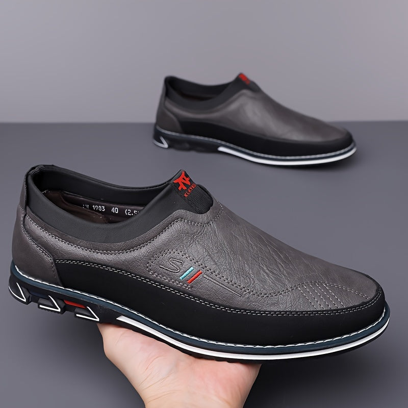 Men's Color Block Slip On Loafers with Non-Slip Rubber Sole for Outdoor Activities
