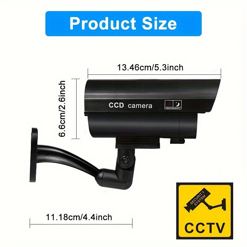 2-Pack Dummy Security Cameras Outdoor Indoor Fake CCTV with LED Lights and Warning Stickers