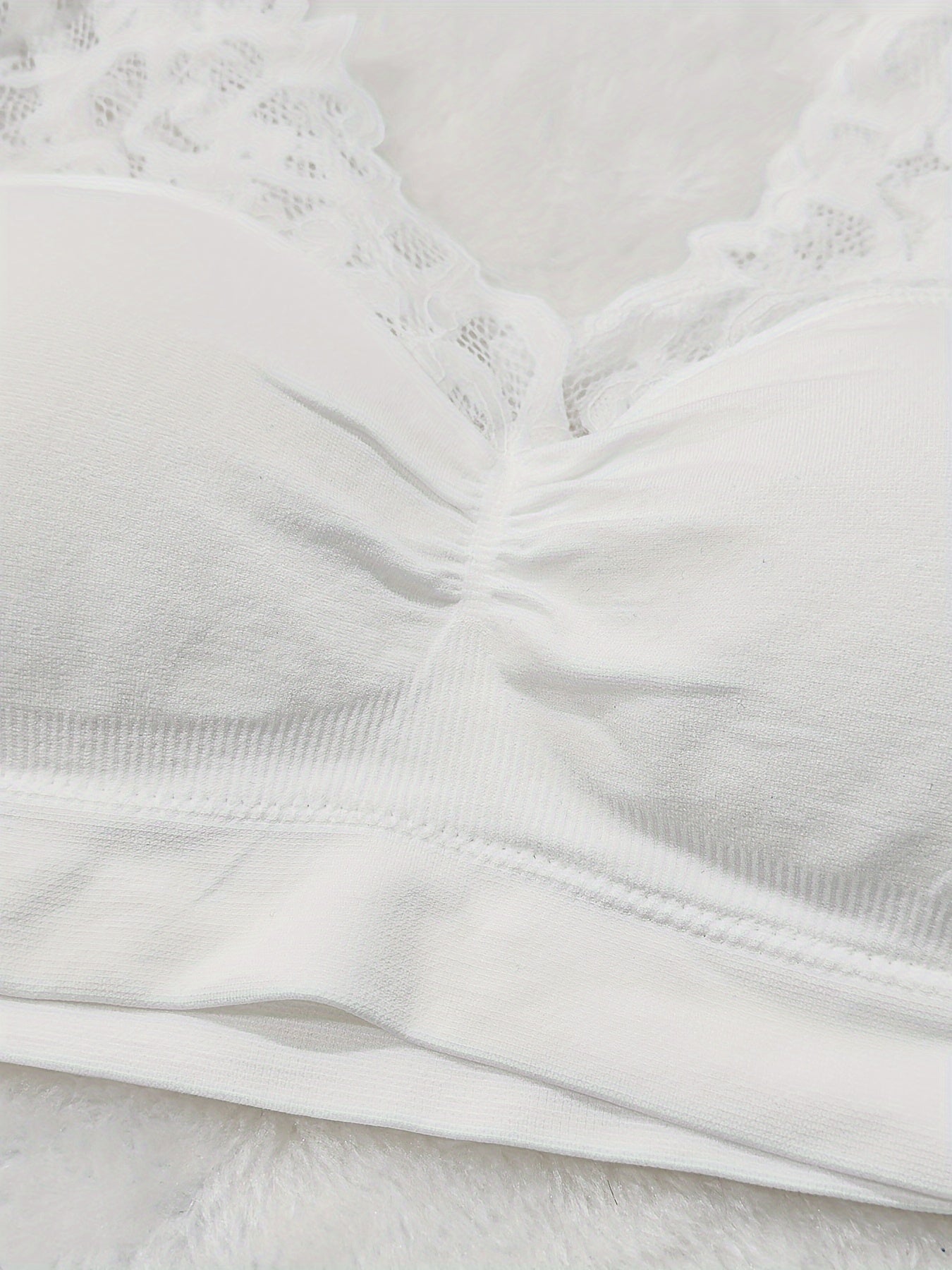 Женский спортивный бюстгальтер из высокоэластичного кружева без проводов, поддержка, белый