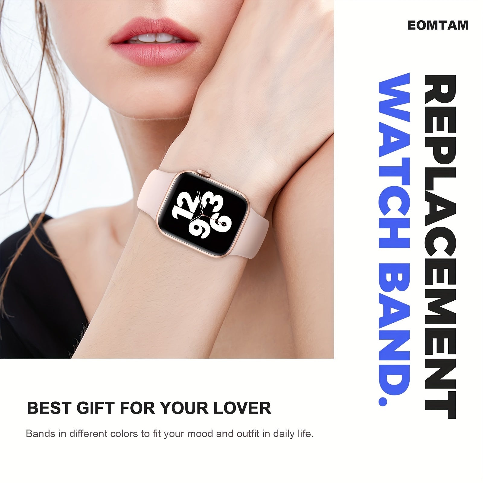 Banda de reloj deportivo de silicona resistente al agua para Apple Watch Series 1-9 y SE 40mm 44mm 45mm