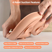 Bebeklar uchun suzuvchi shisha va bo'linma bo'limlari bilan ko'k silikondan tayyorlangan ovqatlanish plitasi