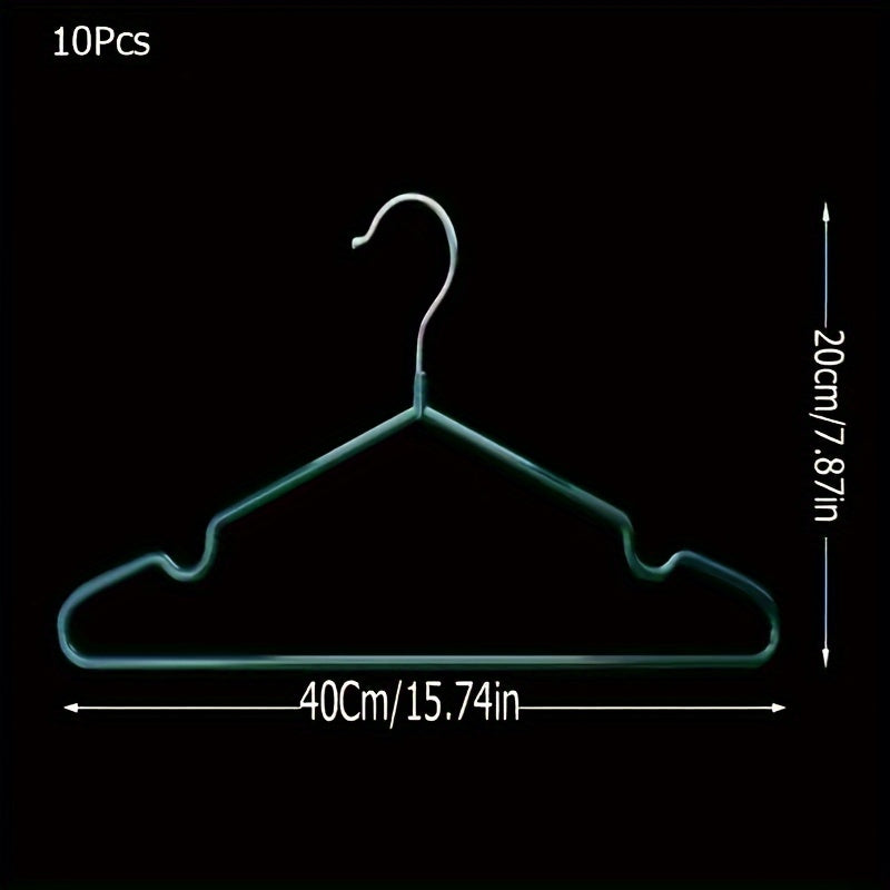 Set of 10 Plastic Hangers with Iron Rods Non-Slip Durable Clothes Dryer Wardrobe Organizer