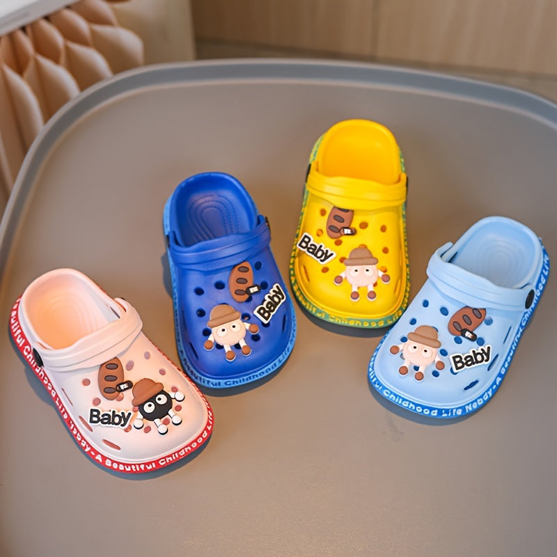 Baby Boys Girls Breathable EVA Clogs with Cartoon Charms for Indoor Outdoor All-Season