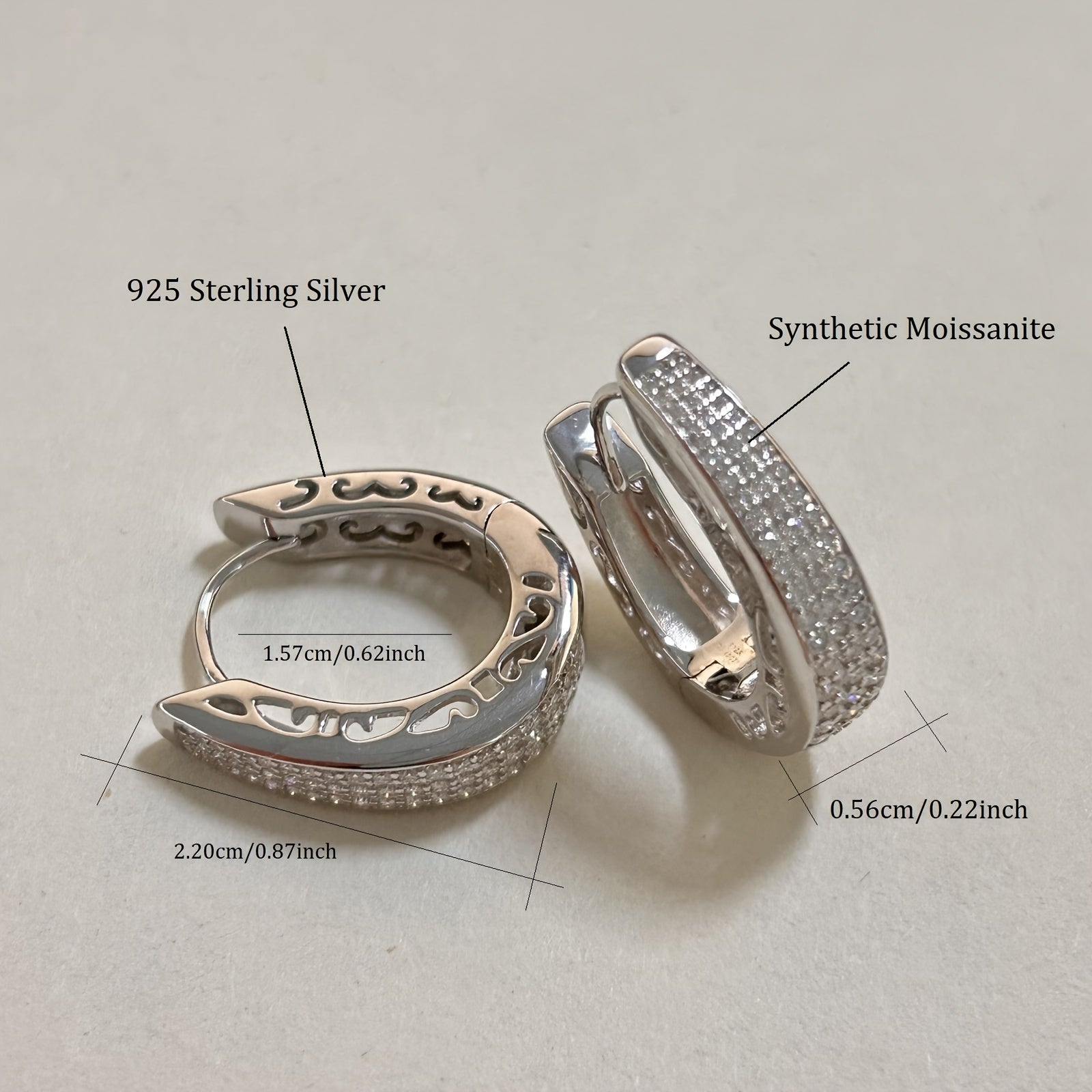 Women's Moissanite Earrings 925 Silver with 0.43ct and Patterned Stones