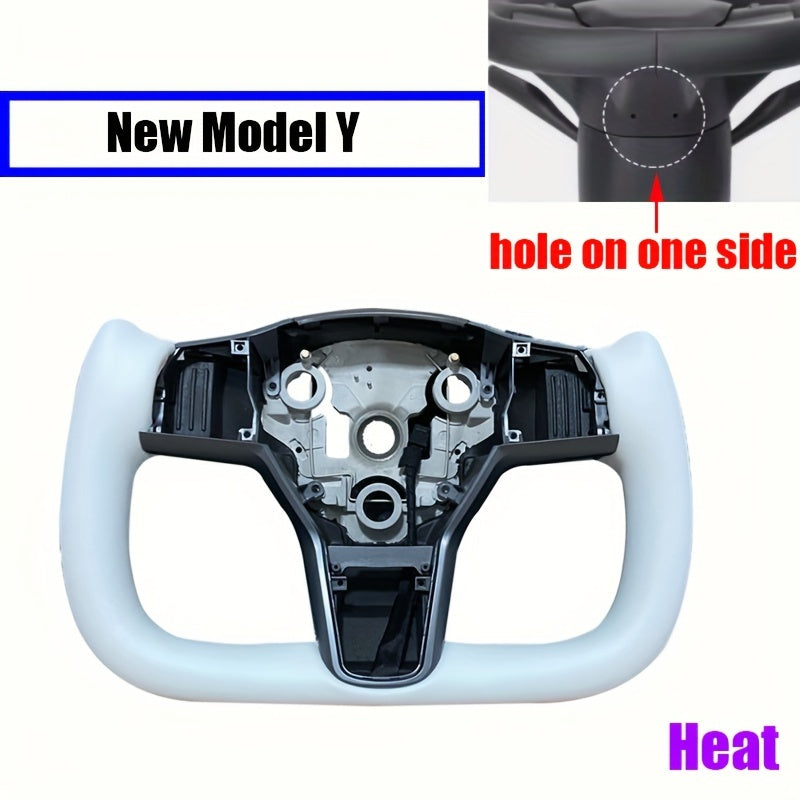 Car Steering Wheel Cover Black White Nappa Yoke for Tesla Model Y 2024