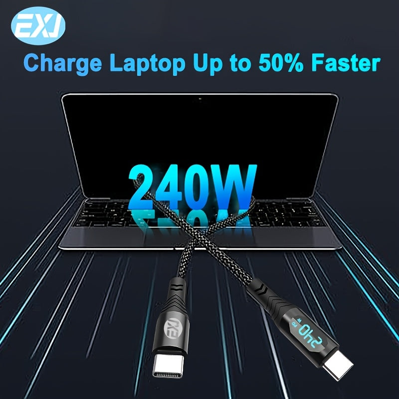 Nylon Braided USB C to C and USB A to C Fast Charging Data Cable with Digital Display