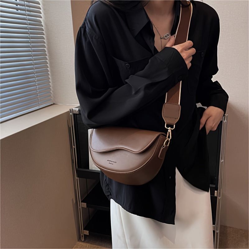 Bolso de silla vintage con correa cruzada y correa de hombro colorida negro caqui marrón oscuro