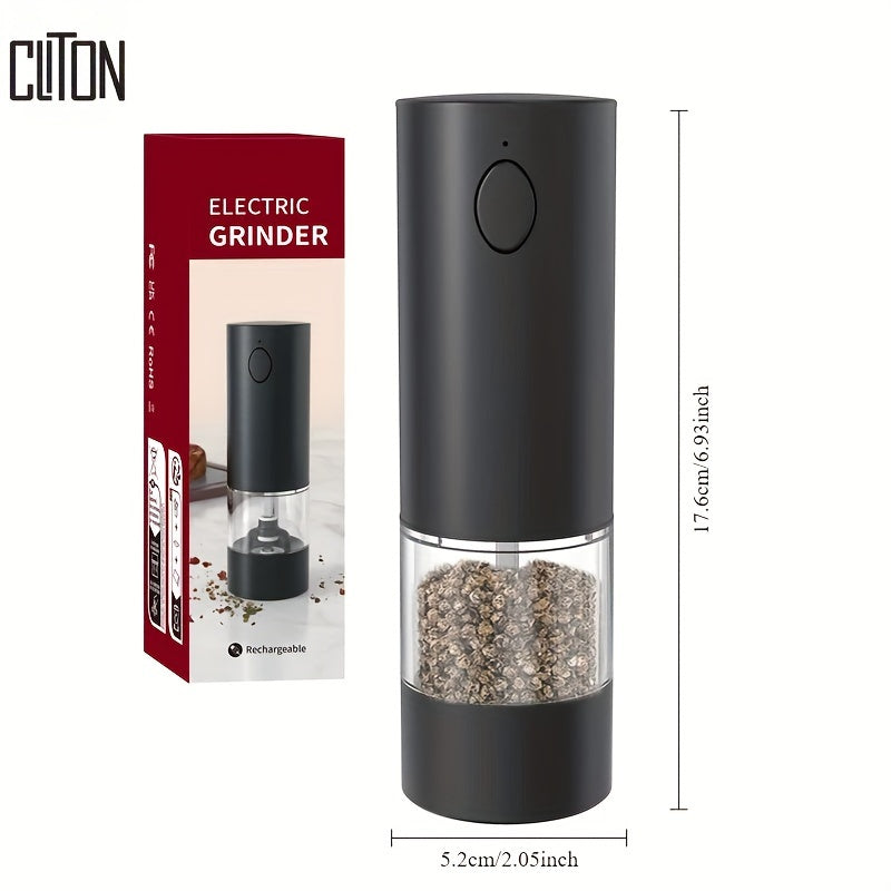 Qayta tiklanadigan elektr tuz va murch maydalagich, sozlanadigan LED chiroq, USB zaryadlash, bardoshli ABS