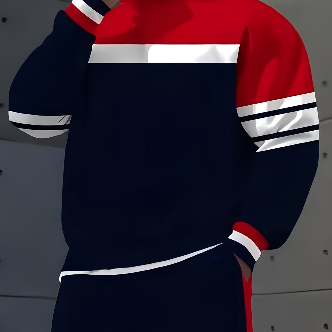 Men's Harajuku Style Casual Hooded Sweatshirt Two-Tone Color Block Polyester Loose Fit Spring Fall Jogging