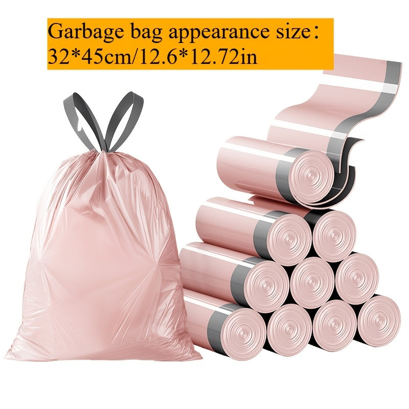 100pcs Pink Heavy Duty Drawstring Trash Bags Leak-Proof Odorless Garbage Bags for Kitchen Bathroom Living Room