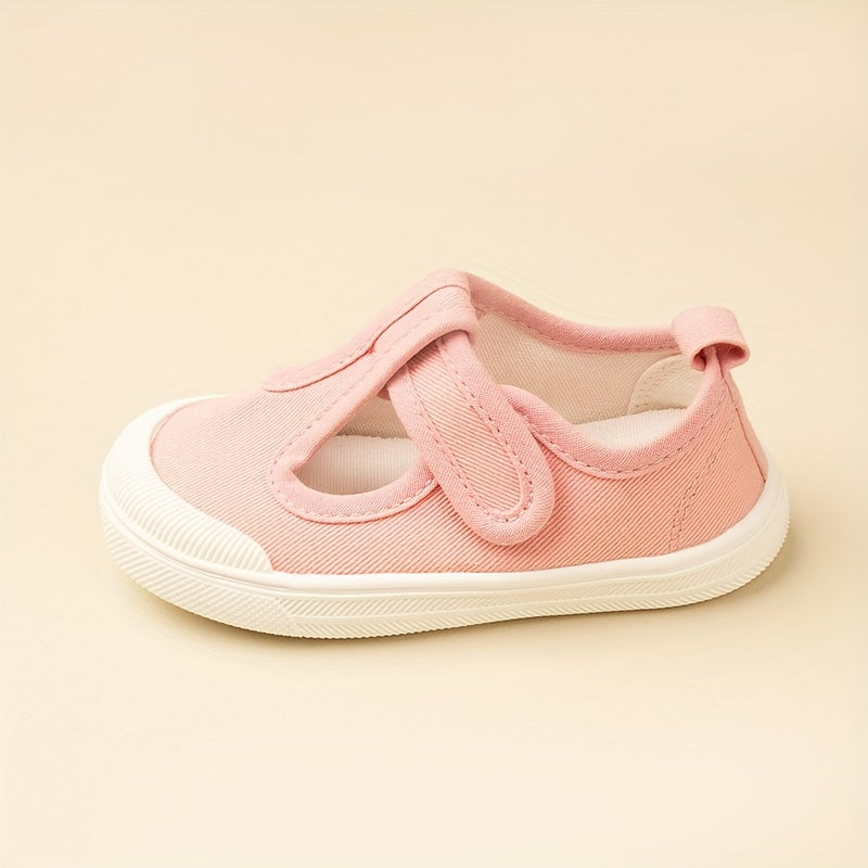 Girls Casual Canvas Sneakers Lightweight Low-Top with Strap Closure Round Toe for Outdoor Spring Fall