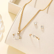 Women's Jewelry Set 4pcs Glass Accents Necklace Earrings Ring Casual Gift