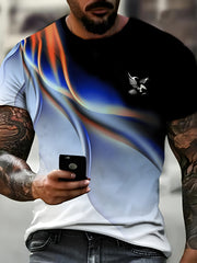 Plus Size Men's T-Shirt with Abstract Graphic Crew Neck Summer Polyester Casual Fitness Leisure