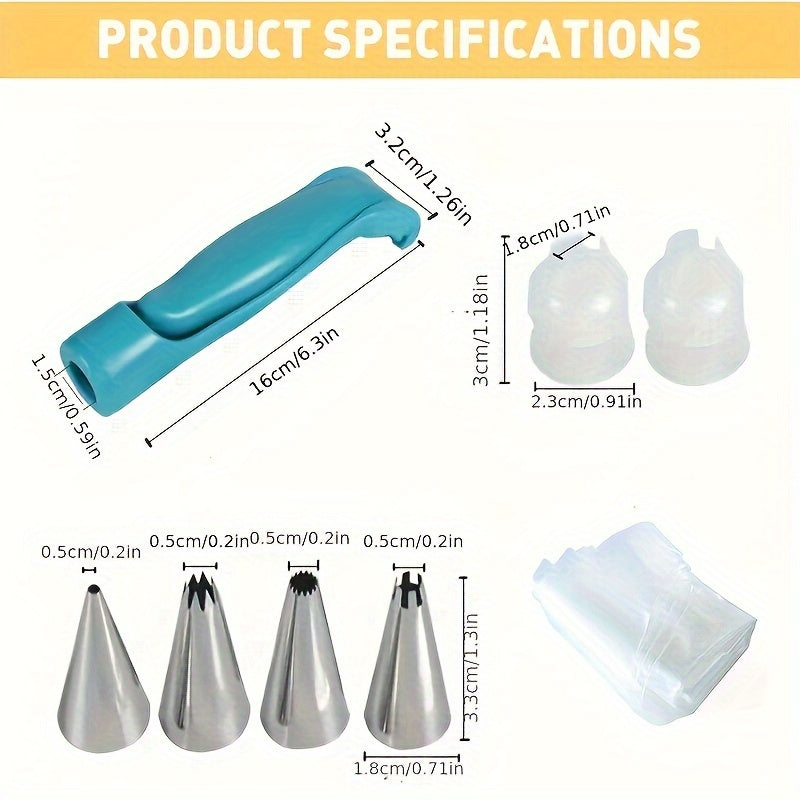 Набор для украшения тортов — включает в себя 17 профессиональных насадок для кондитерских изделий, точную ручку и кондитерские мешки для самостоятельного украшения тортов.