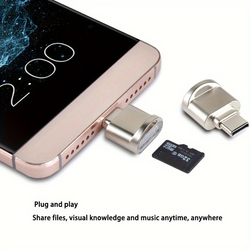 Mini USB C Micro SD karta o'qish qurilmasi, Clip Type C OTG TF xotira kartasi o'qish qurilmasi noutbuklar, planshetlar va smartfonlar uchun.