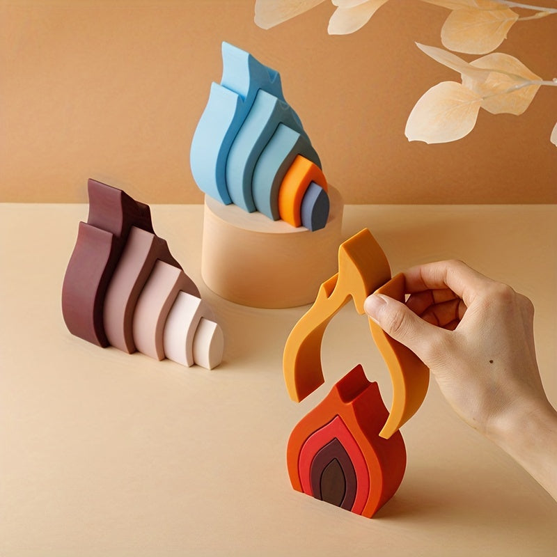 TYRY.HU Olovdan Ilhomlangan Silikon Qurilish Bloklari - Bolalar uchun xavfsiz, Bolalar uchun ta'limiy o'yinchoq, Rangli Shakl Moslashuvi O'yini, Yumshoq Qurilish To'plami, Bayramlar uchun Ideal Sovg'a