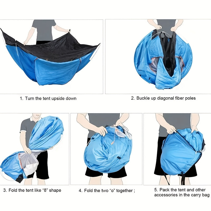 4-shaxsli dumaloq lager shoxi UPF 50+ quyoshdan himoya qilish, gidrofob mato, barcha mavsumlar uchun portativ