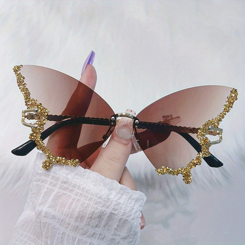 Ayollarlar uchun kelebek shaklidagi moda ko‘zoynaklar, rhinestones va gradient linzalari bilan