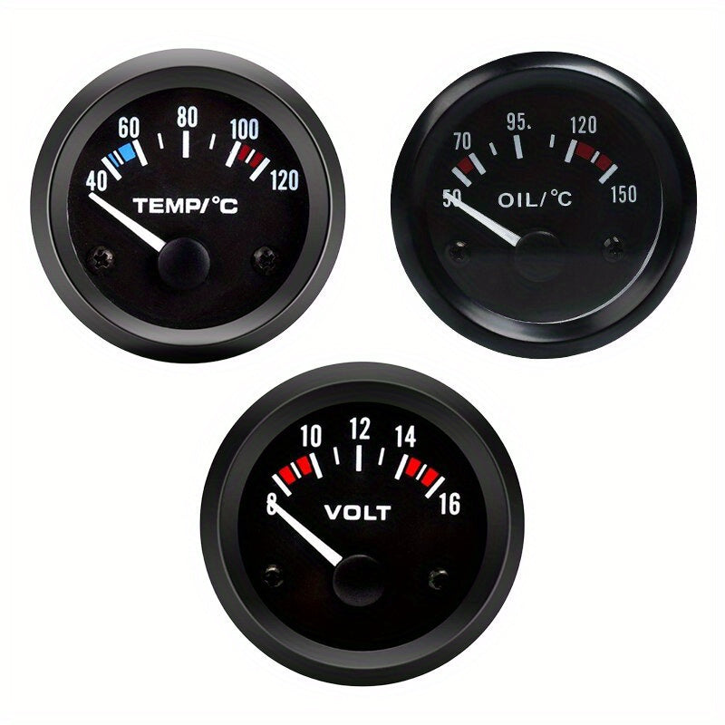 Car Water Temperature Gauge 52mm Black Shell 12V Auto Meter with Sensor