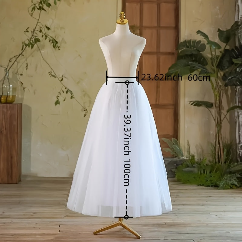 Toʻliq uzunlikdagi tulle petticoat toʻy va partiy uchun, nafis, moliyali, koʻp qatlamli polyesterli sharf