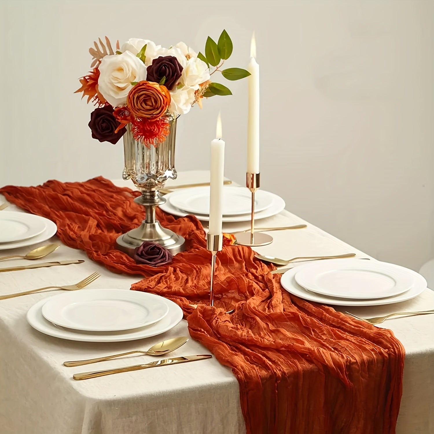 Camino de mesa de gasa de gasa para bodas, fiestas y decoración del hogar