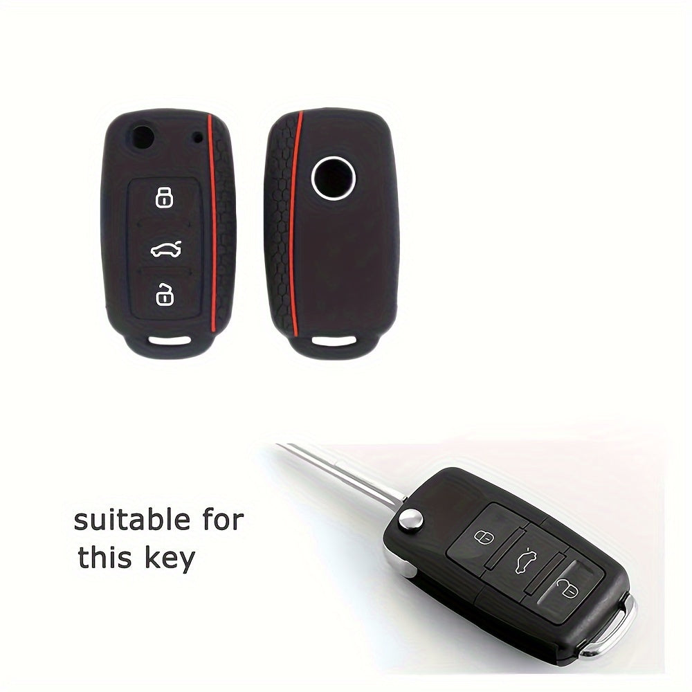 Silicone Car Key Cover For Compact Vehicles 3 Button Protection