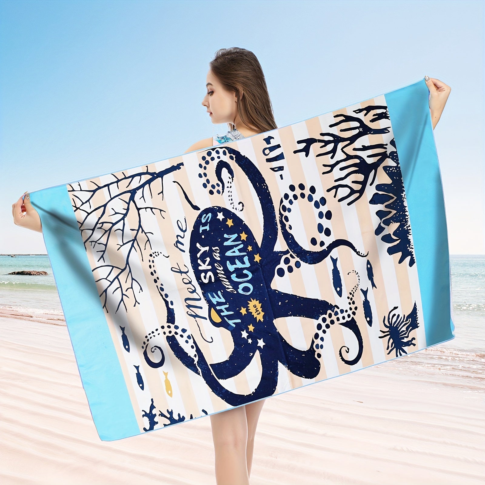 Microfiber Beach Towels 27.5x55 Inches with Vibrant Ocean Prints Quick-Drying Soft Absorbent for Swimming Surfing Yoga Camping