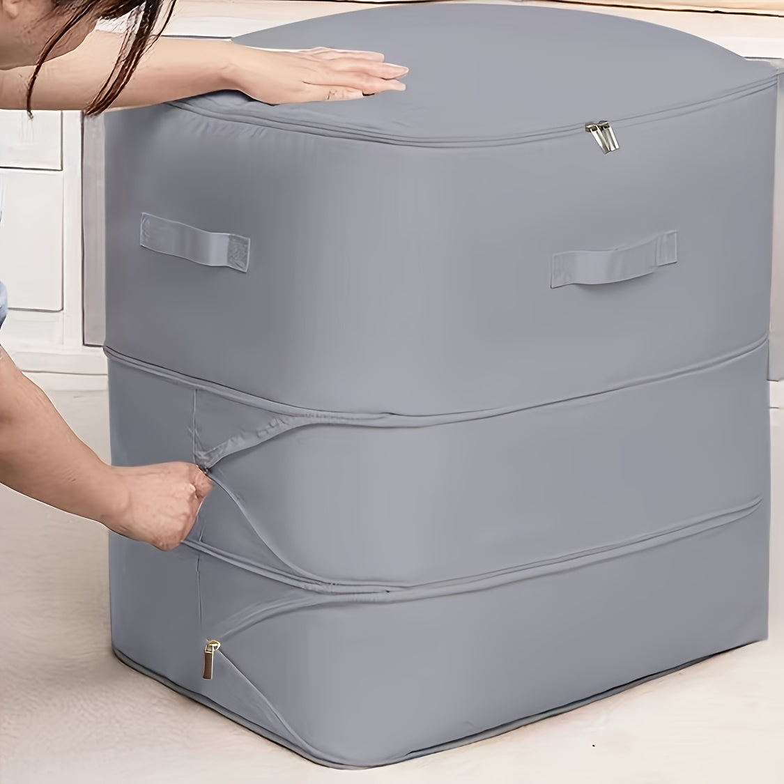 Ikki qatlamli katta sig'imli ko'p funksiyali jun kurtkasi va yostiq saqlash sumkasi