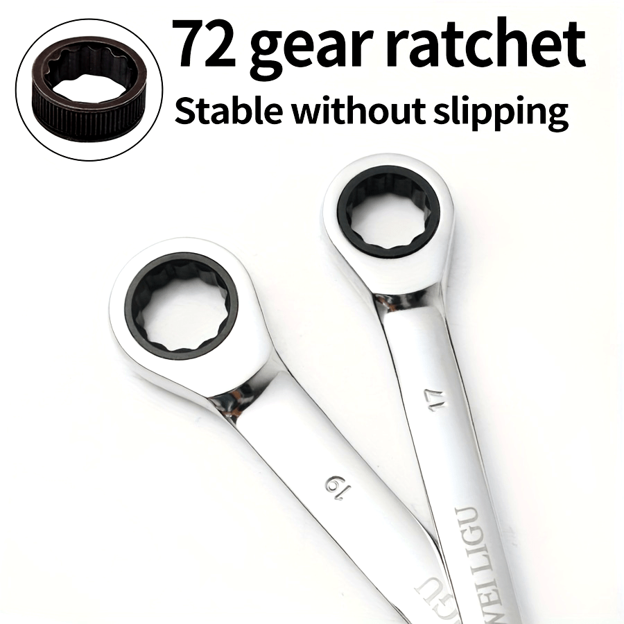 72 Tooth Ratchet Wrench Set Chrome Steel Double End 10-17mm Automotive