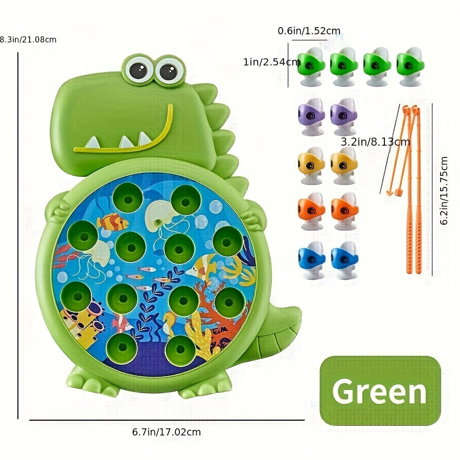 Educational Dinosaur Fishing Game Set for Kids Green Blue Interactive Toy