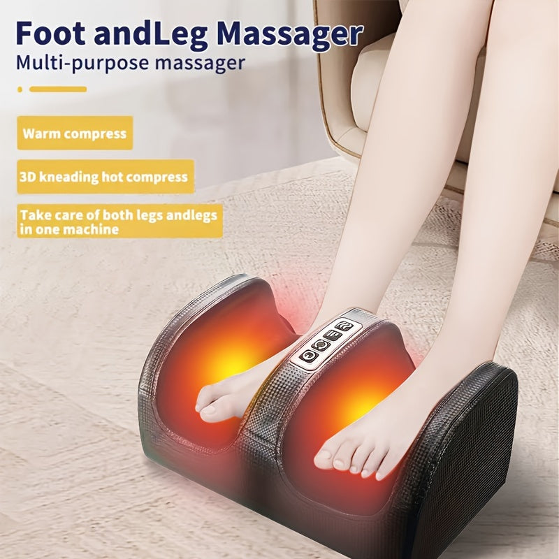 Electric Foot Massager with Heating Deep Kneading Portable Black and White