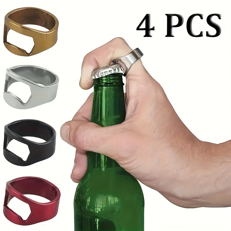 Set of 4 Stainless Steel Bottle Openers for Bars and Home Use