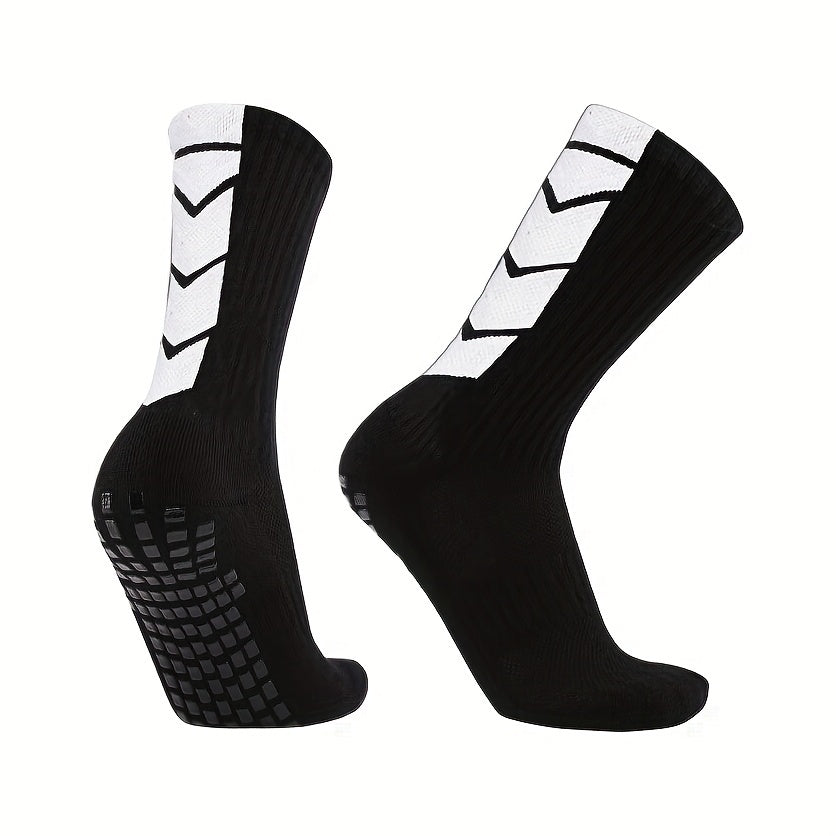 10 Pairs Unisex Athletic Sports Socks with Geometric Pattern Non-Slip Grip Knit Polyester for Soccer Basketball Skateboarding Rugby