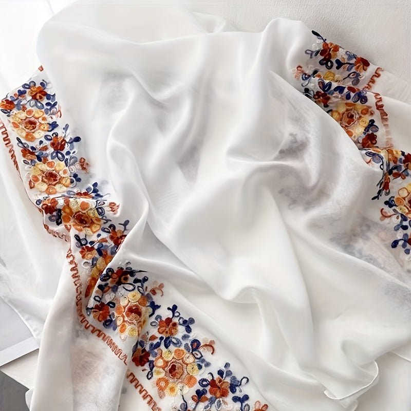 Cotton-Linen Bohemian Scarf for Travel and Beach Wind-Resistant Wrap with Jacquard Pattern