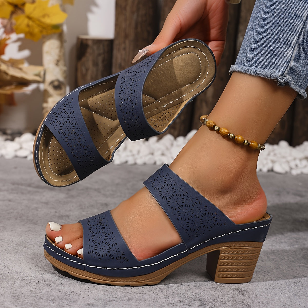 Ayollar uchun kengaytirilgan sandallar, sun'iy charm, ochiq barmoqli, platformali, plyaj uchun kundalik kiyim