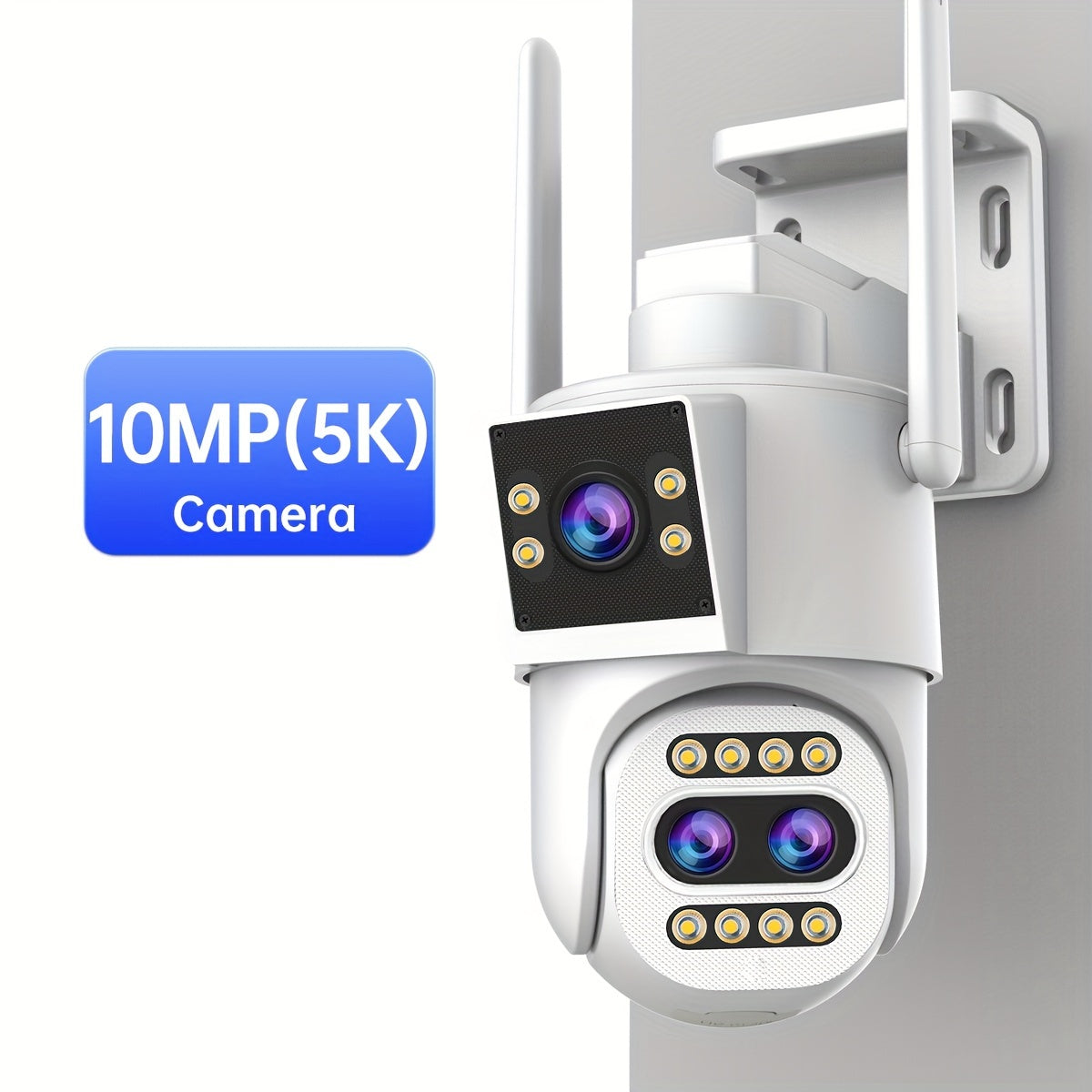 Cámara de seguridad WiFi Full HD con lente 3-PTZ con zoom óptico 10x, visión nocturna, audio bidireccional y detección de movimiento