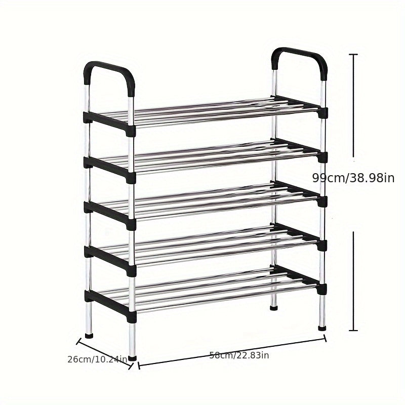 Durable Metal Shoe Rack with 5 Tiers and Adjustable Shelves for Home Organization