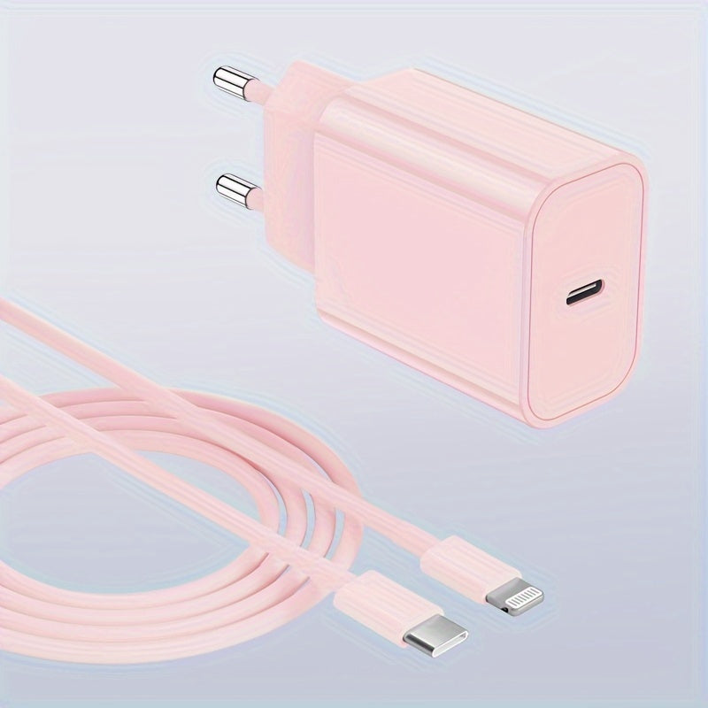 iPhone, iPad, Android uchun 10W USB-C zaryadlovchi, Yevropa rozetkasi, pushti