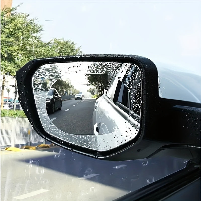 2 Packs Car Rearview Mirror Film Waterproof Anti-Fog Rainproof Transparent PET