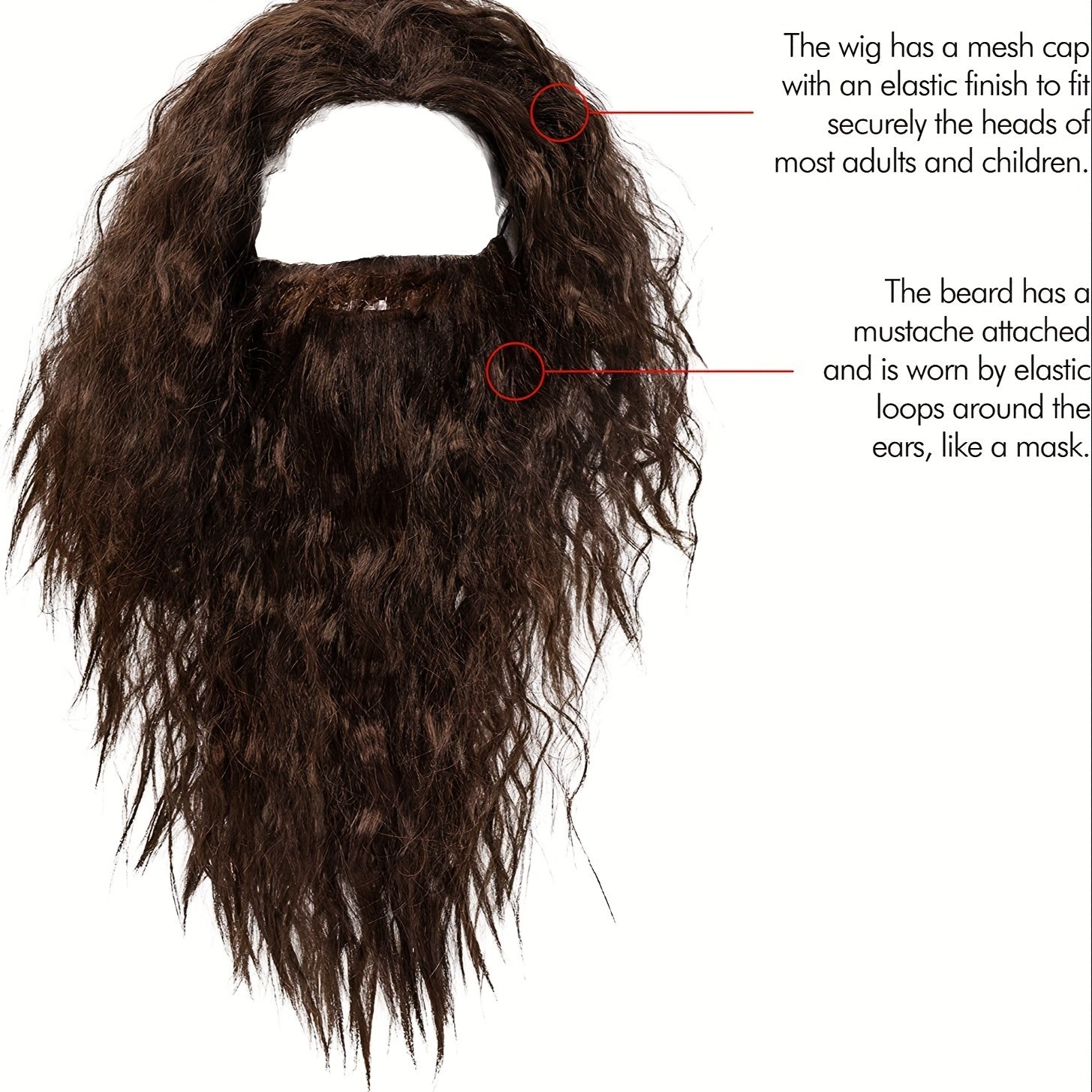 Wizard Costume Set with Gray Synthetic Hair and Beard for Halloween Cosplay