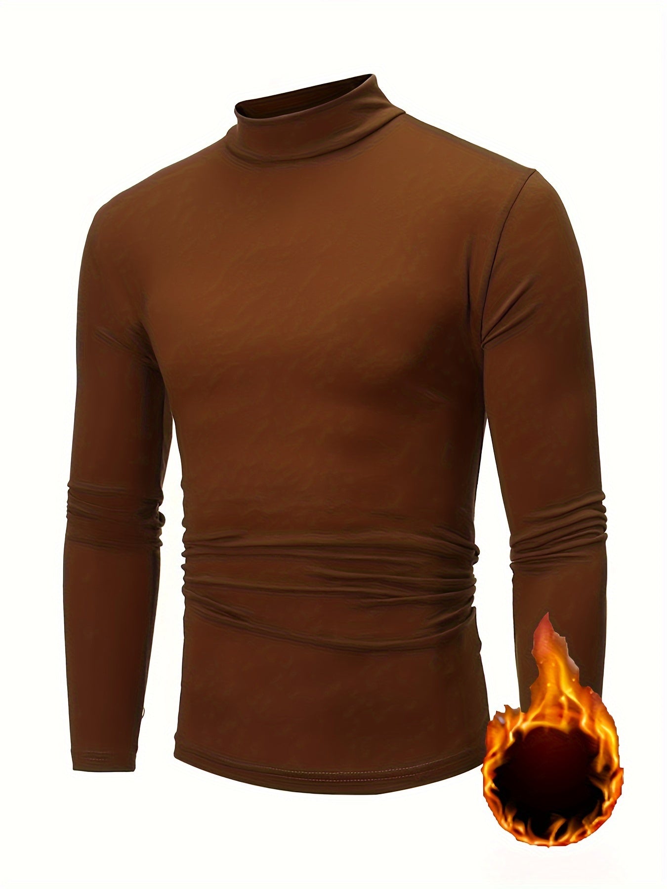 Men's Fall Winter Half-High Collar Sweater Set with Velvet Underwear Three-Piece